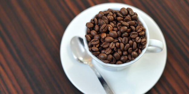 Ein Tasse mit Kaffeebohnen Ein Tasse mit Kaffeebohnen