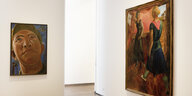 Malereien von Konstjantyn Jelew (l.) und Seme Joffe (r.) hängen in einem Raum