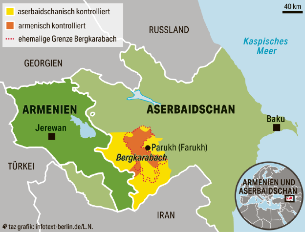 Map of Nagorno-Karabakh region with Armenia and Nagorno-Karabakh