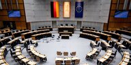 Das Bild zeigt den Plenarsaal des Berliner Abgeordnetenhauses