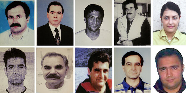 Ten undated portrait photos of the NSU victims.