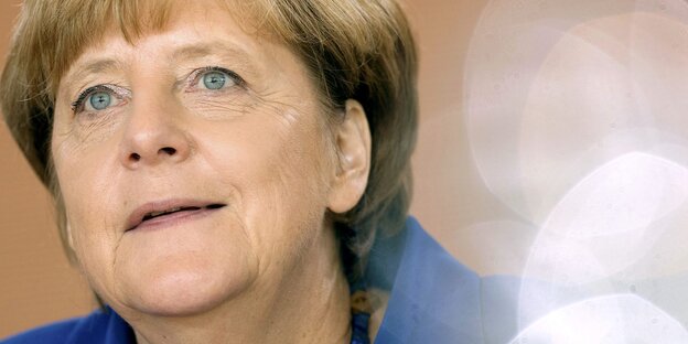 Angela Merkel mit Lichtreflexen Angela Merkel mit Lichtreflexen
