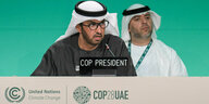 Dubai: Sultan al-Dschaber, Präsident der COP 28, spricht während einer Sitzung auf dem UN-Klimagipfel