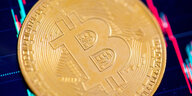 Bitcoin-Münze, goldfarben