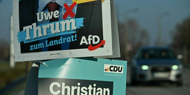 Afd and CDU election posters.