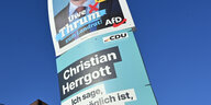 Wahlplakate von Christian Herrgott (CDU) und Uwe Thrum (AfD) im Saale-Orla-Kreis