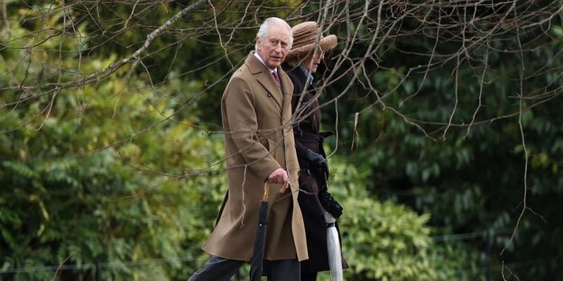 King Charles and Queen Camilla on their way to church