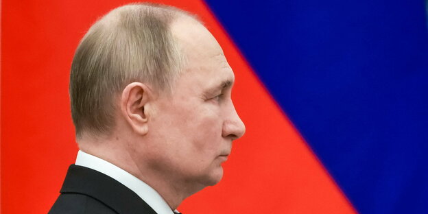 Vladimir Putin photographed in profile during the presidential elections