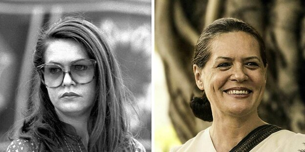 Sonia Ghandi 1984 und im Jahr 2014