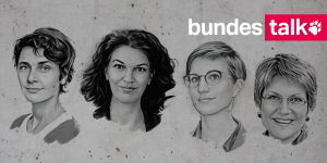 Köpfe von Anna Lehmann, Ulrike Winkelmann, Dinah Riese und Sabine am Orde
