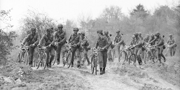 Bundeswehr soldiers on bicycles