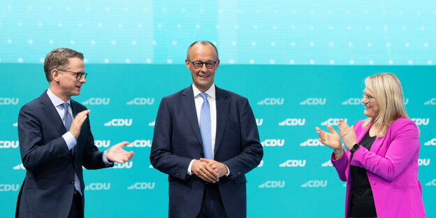 Friedrich Merz is applauded at the CDU party conference