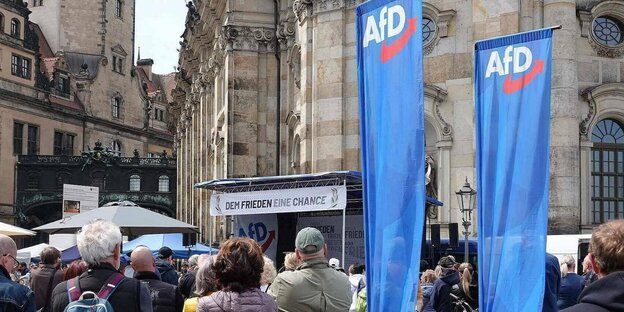 Concentration of people at an AfD rally.