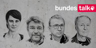 Köpfe von Tanja Tricarico, Bernd Pickert, Eric Bonse und Rudolf Balmer