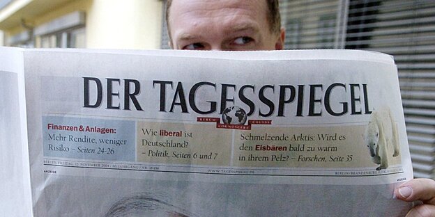 Der Schriftzug Tagesspiegel auf einer Zeitung Der Schriftzug Tagesspiegel auf einer Zeitung