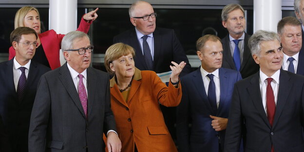 Europas Spitzpolitiker nach dem Gipfel zur Flüchtlingsfrage Europas Spitzpolitiker nach dem Gipfel zur Flüchtlingsfrage