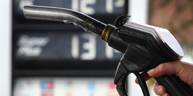 Zahpfhan vor Tankstellenpreisschild