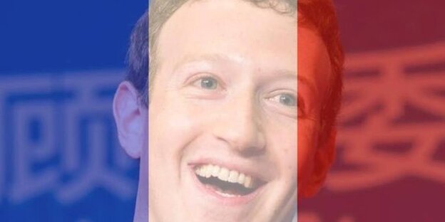 Marks Zuckerbergs Profilbild mit den Farben der franz. Nationalflagge