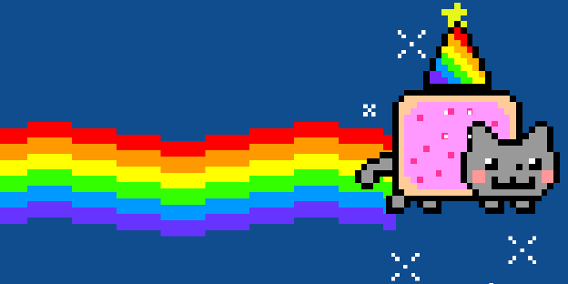 Eine Katze, der eine Regenbogen hinten raus kommt Eine Katze, der eine Regenbogen hinten raus kommt