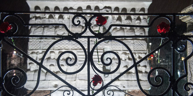 Rosen klemmen in einem Zaun Rosen klemmen in einem Zaun
