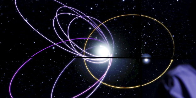 Kreise und Ellipsen die um einen hellen Punkt angeordnet sind Kreise und Ellipsen die um einen hellen Punkt angeordnet sind