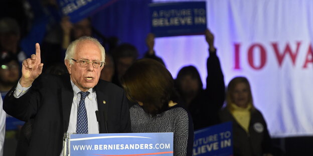 Präsidentschaftskandidat Bernie Sanders in Iowa. Präsidentschaftskandidat Bernie Sanders in Iowa.