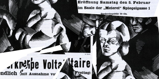 Collage eines Veranstaltungsflyers von 1916. Collage eines Veranstaltungsflyers von 1916.