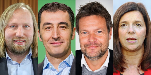 Anton Hofreiter, Cem Özdemir, Robert Habeck und Kathrin Göring-Eckardt in Porträts Anton Hofreiter, Cem Özdemir, Robert Habeck und Kathrin Göring-Eckardt in Porträts