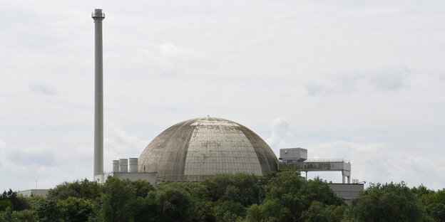 Ein Atomkraftwerk umgeben von Bäumen