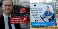Wahlplakate von SPD und AfD