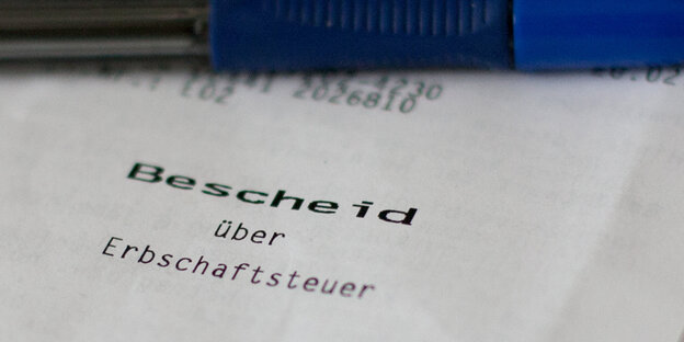 Deckblatt eines Erbschaftssteuerbescheides Deckblatt eines Erbschaftssteuerbescheides