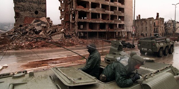 Zerbomte Häuser in Mostar im Januar 1996