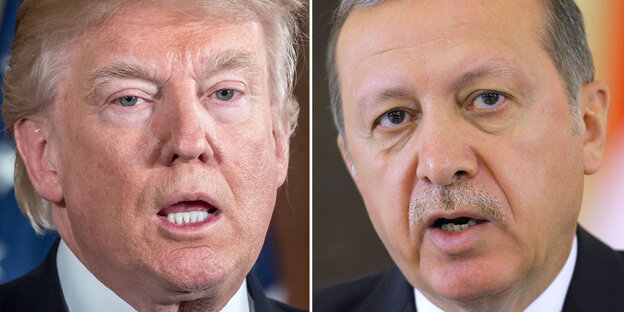 Donald Trump und Recep Tayyip Erdoğan im Porträt Donald Trump und Recep Tayyip Erdoğan im Porträt