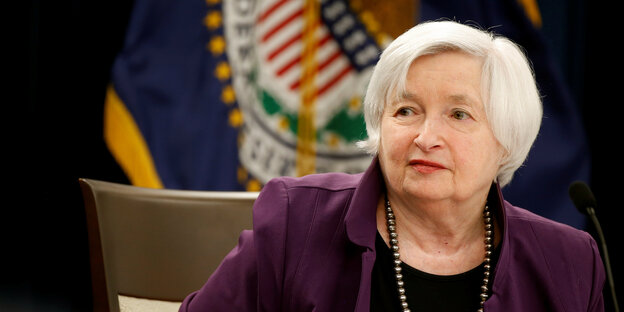 Bild der Notenbankchefin Janet Yellen auf einer Pressekonferenz am Mittwoch in Washington Bild der Notenbankchefin Janet Yellen auf einer Pressekonferenz am Mittwoch in Washington