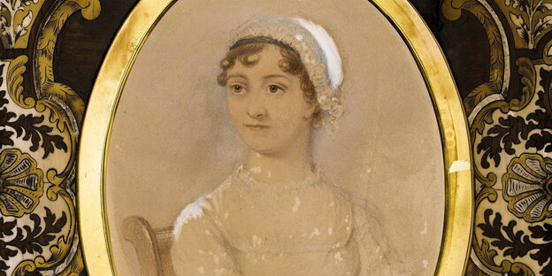 Emaille-Bild von einer Frau Emaille-Bild von einer Frau