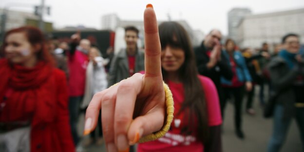 Demonstrantin gegen Gewalt an Frauen