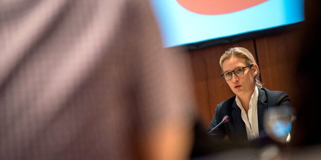 Eine blonde Frau mit Brille – Alice Weidel