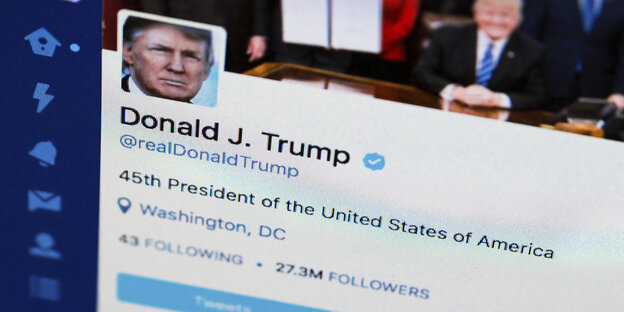 Ein Screenshot des Twitter-Accounts von US-Präsident Donald Trump Ein Screenshot des Twitter-Accounts von US-Präsident Donald Trump