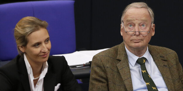Weidel (li.) und Gauland, sitzend Weidel (li.) und Gauland, sitzend
