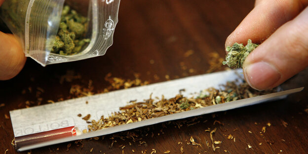 Jemand baut einen Joint Jemand baut einen Joint
