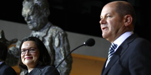 Doppelporträt Nahles und Scholz Doppelporträt Nahles und Scholz