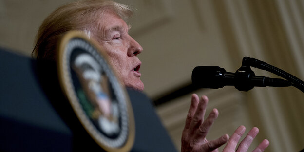 Der US-Präsident bei einer Pressekonferenz