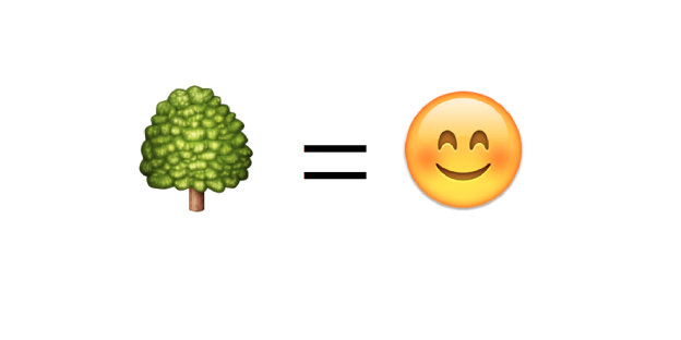 Ein Emoji von einem Baum und eines von einem Smiley, dazwischen steht ein Gleichheitszeichen Ein Emoji von einem Baum und eines von einem Smiley, dazwischen steht ein Gleichheitszeichen