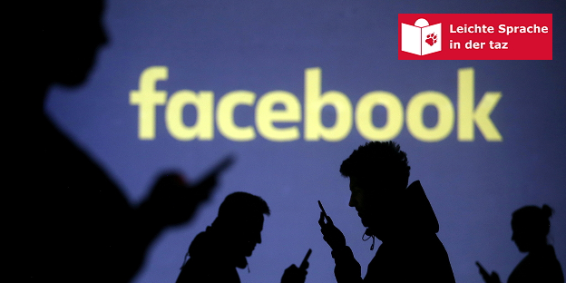 Schatten von Menschen am Smartphone, darüber das Logo von Facebook Schatten von Menschen am Smartphone, darüber das Logo von Facebook