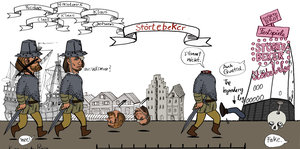 Illustration: Klaus Störtebeker marschiert kopflos