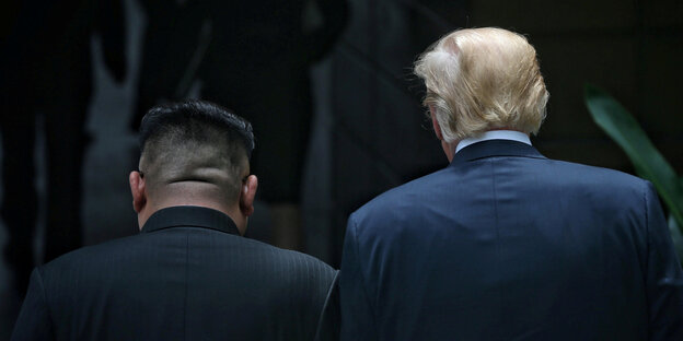 Trump und Kim von hinten Trump und Kim von hinten