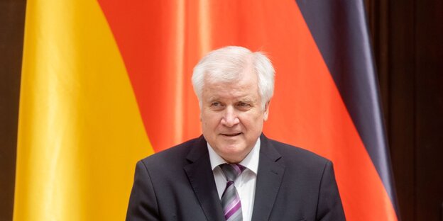 Seehofer vor deutscher Flagge Seehofer vor deutscher Flagge