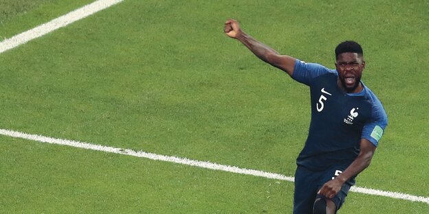 Samuel Umtiti jubelt Samuel Umtiti jubelt