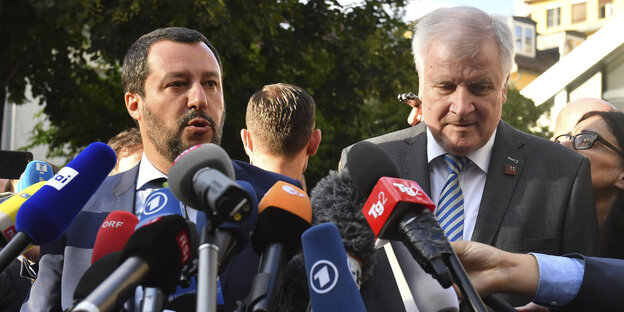 Italiens Innenminister Salvini und Deutschlands Innenminister Seehofer Italiens Innenminister Salvini und Deutschlands Innenminister Seehofer