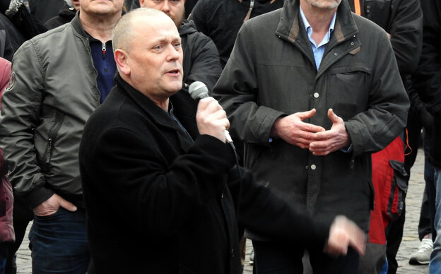 Christoph Dietel bei einer Kundgebung auf dem Wurzener Marktplatz Christoph Dietel bei einer Kundgebung auf dem Wurzener Marktplatz